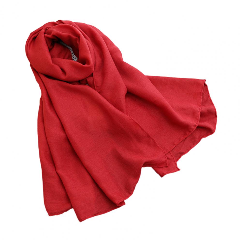 

Женский летний шарф, большая длинная легкая пляжная марлевая шаль, однотонная тонкая длинная шаль, повседневная одежда One Size красный