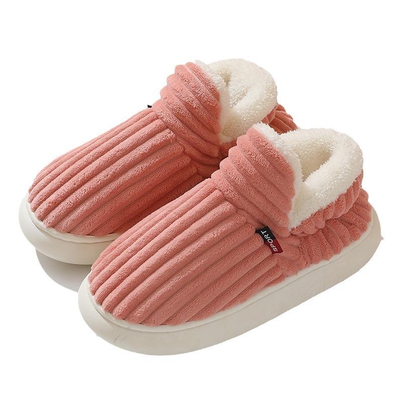 One-button bag heel cotton shoes women's winter indoor comfort and warmth thick-soled non-slip cotton slippers Cixi
