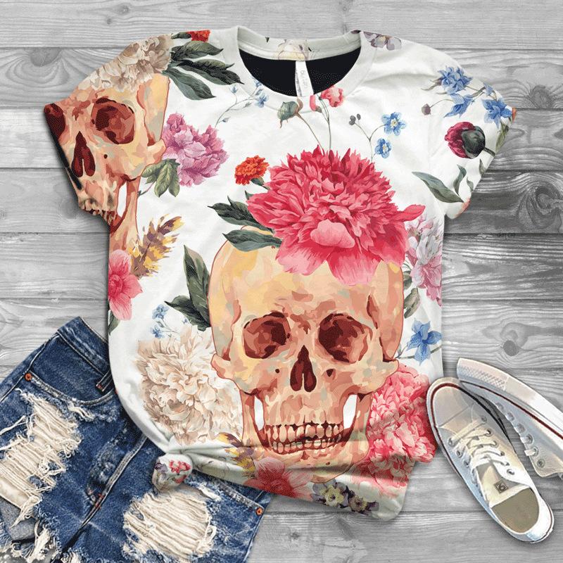 Uformell Kortermet Trykket Moteriktig Oversized 3D Topp Mønster T-skjorte for Menn Komfortabel Sommer Rund Hals