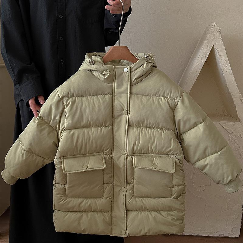 Kinder Winter 2025 Mittellanger Daunenmantel - Dicke, warme Baumwolljacke für Jungen und Mädchen