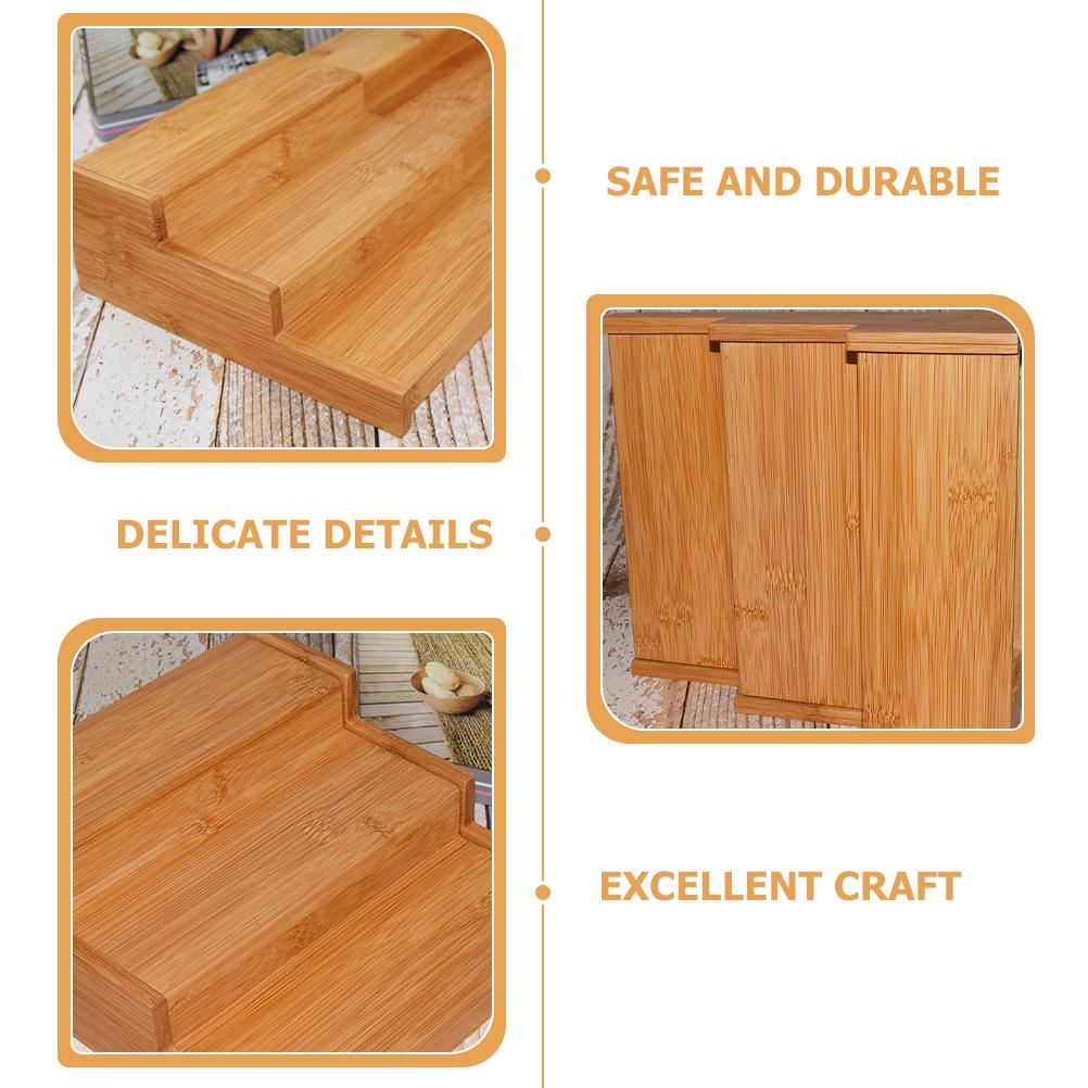 Ράφι Μπαμπού για Μπαχαρικά Βάση Επίδειξης Οργανωτής Ντουλαπιού Κουζίνας Βάζα με Ετικέτες Ράφι Πάγκου