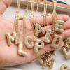 26-Letter Alphabet Pendant Necklace with Copper Clavicle Chain and Micro-Inlaid Zircon