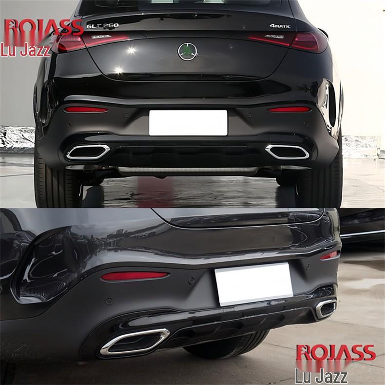 Compatible with 2023–2025 Mercedes GLC260L, GLC300 Black Chrome Rear Diffuser with Electroplated Bright Strip.