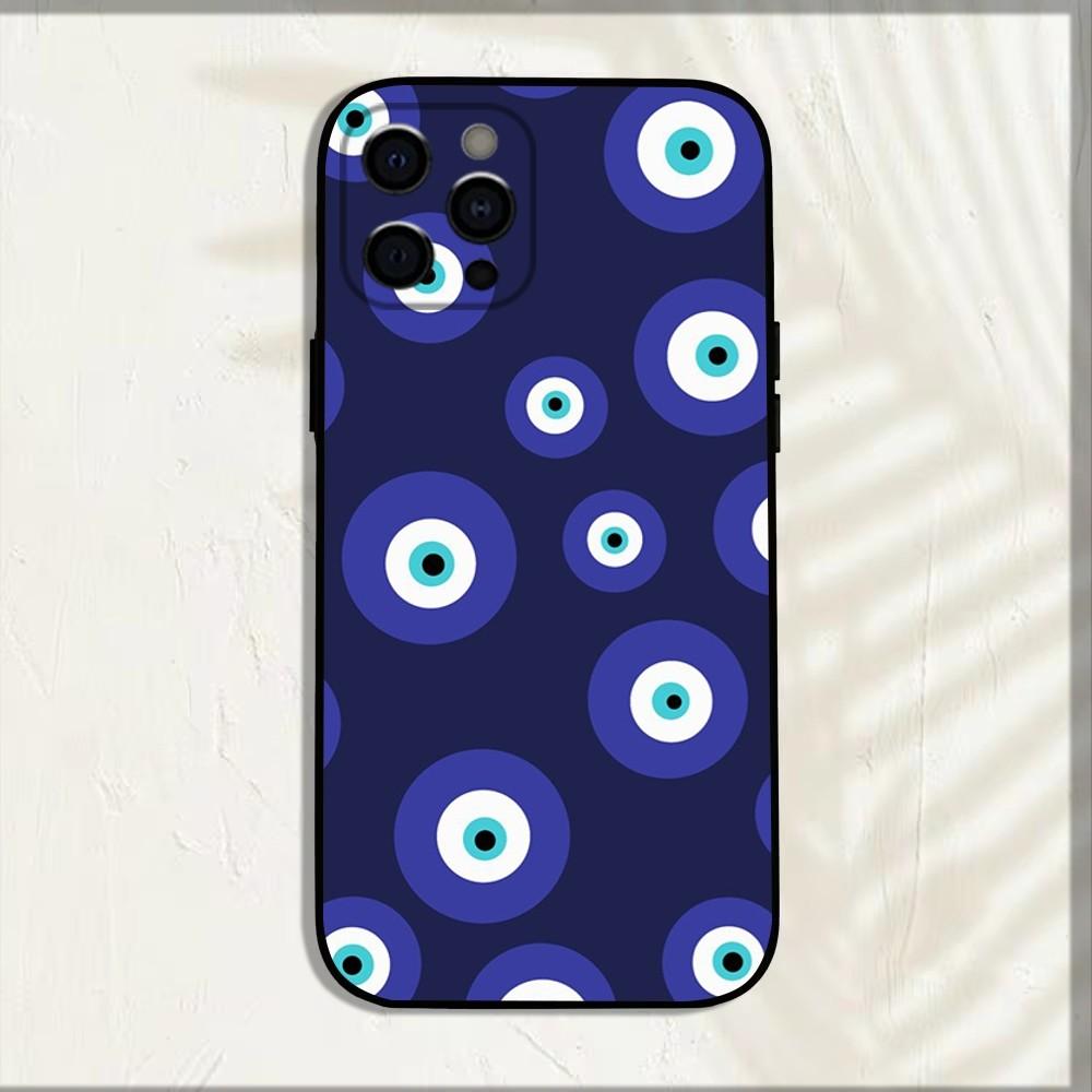 Turkish Lucky Blue Evil Eye Phone Case For iPhone 15,14,13,12,11,Pro,X,XS,Max,XR,Plus,Mini Soft Black Cover