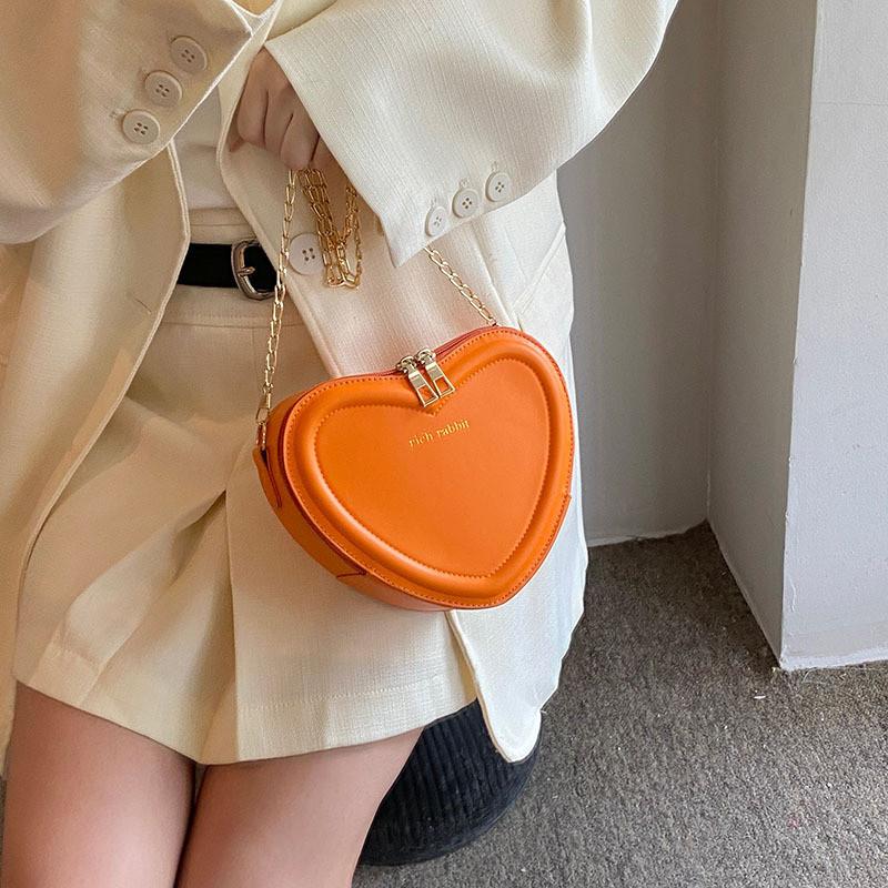 Trendy Ins Style Heart Bag Pu Material Sweet Fresh Shoulder Bag For Ladies