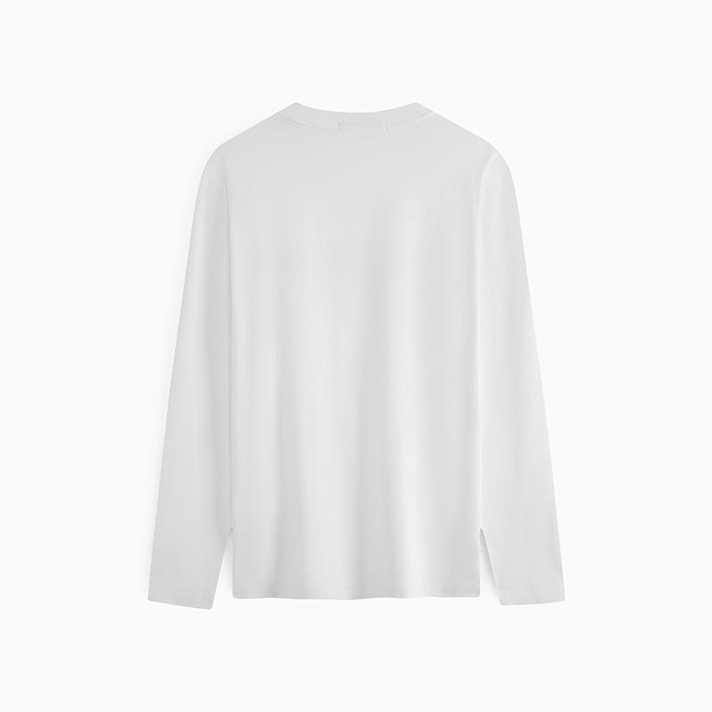 Calvin Klein Fashionable Minimalist Letter Print Comfortable Round Neck Long Sleeve T-Shirt Unisex Tops Moonlight-White J324901-YAF