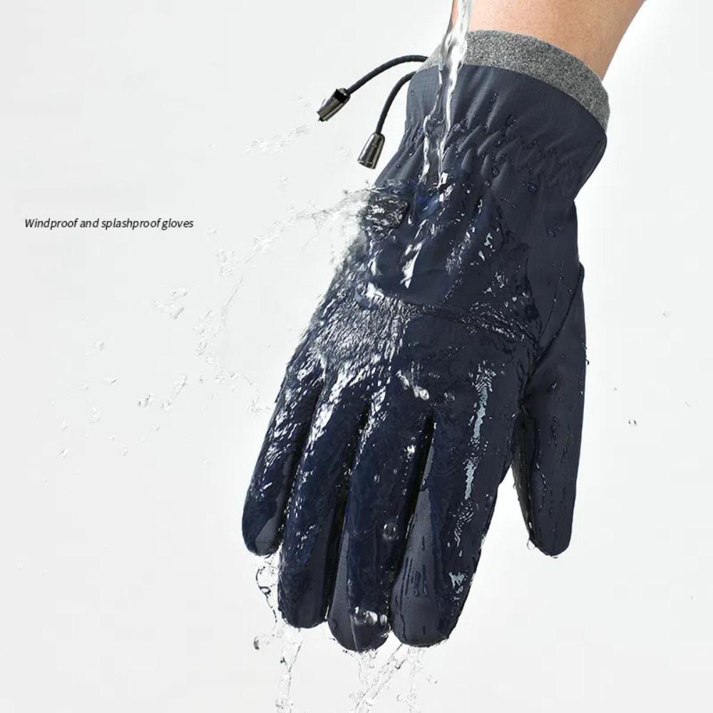 Drawstring Rope Skiing Gloves PP Cotton Waterproof Mittens Gift Plush Thickened Gloves  Winter