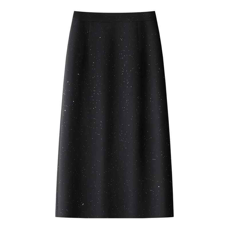 

Women s Black Sequin Bodycon Midi Skirt with Slit - Spring 2025 Collection XL