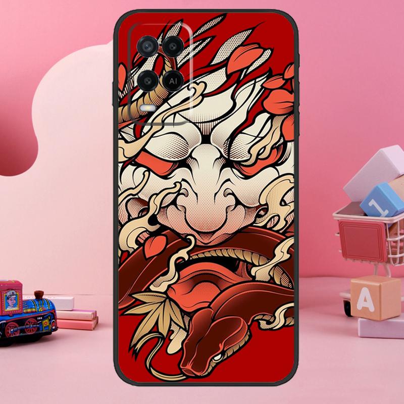 Japanese Hannya Oni Mask Case For Oppo A74 A94 A54 A17 A57 A77 A76 A16 A96 A18 A60 A80 A40 A38 A58 A78 A98 A15 A5 Pro