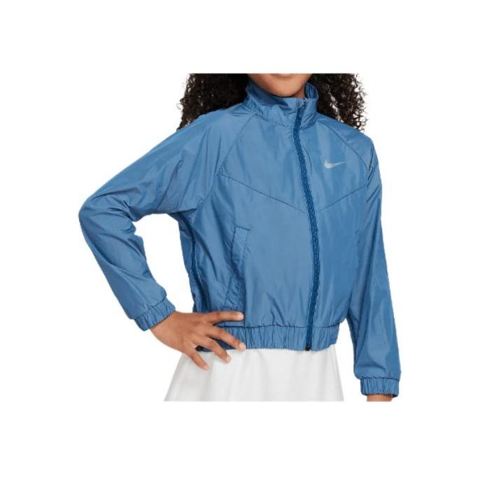 Nike Loose Fit Logo Zip-Up Stand Collar Short Jacket Kids Jackets Blue FN8656-440