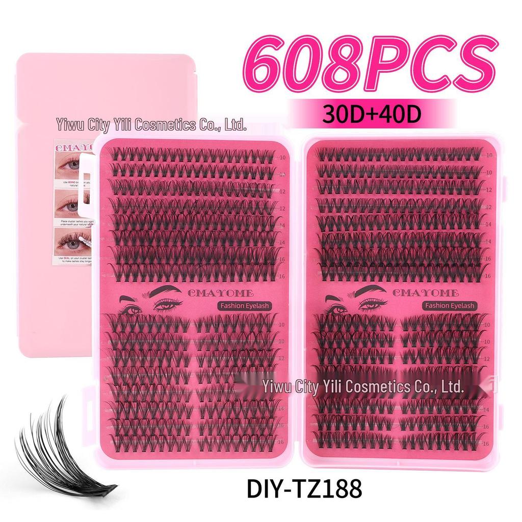 544 Cluster D Curl Individual Lash Set: DIY Dense, Curled, Segmented Eyelashes