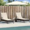 VidaXL Sun Loungers with Cushions Set of 2 Black Wicker, Sunbed, Reclining Lounge Chair, Daybed 3261434