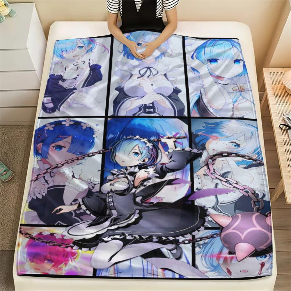 ReZero Flannel Blanket Warm Printed Throw for Sofa Bed Living Room Comfortable Outdoor Travel Picnic Blanket -xia40