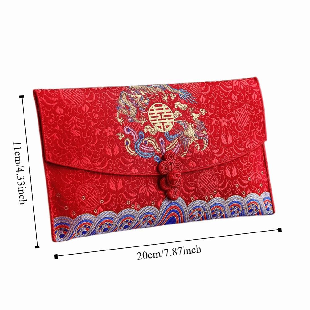 Multiple Patterns Wedding Red Packet Tassel Design Best Wishes Brocade Red Envelope HongBao Embroidery New Year's Blessing Bag