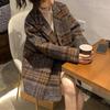 Checkered Coat for Women Autumn Winter Korean Edition Retro Western Style Reduced Age Small Fragrant Whisper Coat for Women