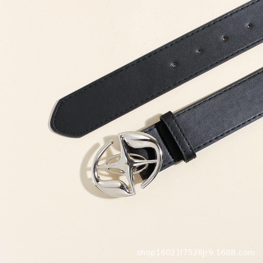 Punk Moon Star Buckle Belt Design Cross Metal Vintage Gothic Men Women Y2k Belt Pu Leather Waistband Jeans Pants Decorative Belt
