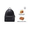 New MCM Stark Backpack Visetos Side Studs Medium Black MMK6SVE38BK001