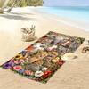 Floral Animals Print Beach Towel, Large Soft Quick Dry Towel for Beach Camping Swimming