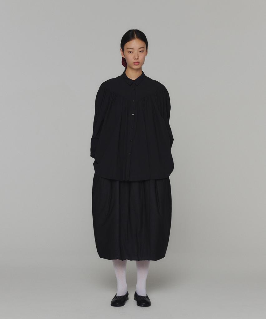 Amomento Sheer Padded Balloon Dress_Black