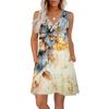 Women's Summer Dresses Loose Fit Printed V Neck Sleeveless Sundresses Beach Hawaiian Dress With Pockets