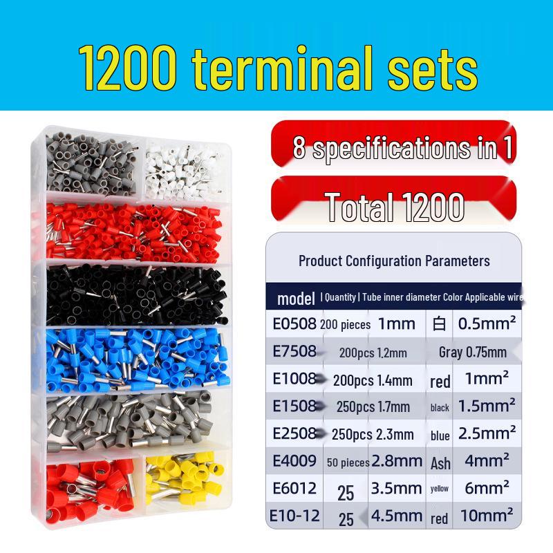 VE Insulated Wire Connector Crimping Pliers with Copper Terminal Pins, 4/6 Sides