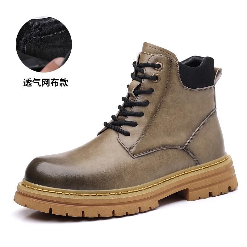 Martin boots men's autumn mid-top boots casual British style thick-soled tooling big yellow boots