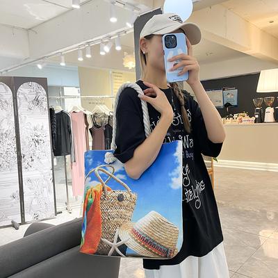 Strandtasche Große Tragetasche Einseitige Damentasche Modische Lässige Handtasche Kurze Reisetasche