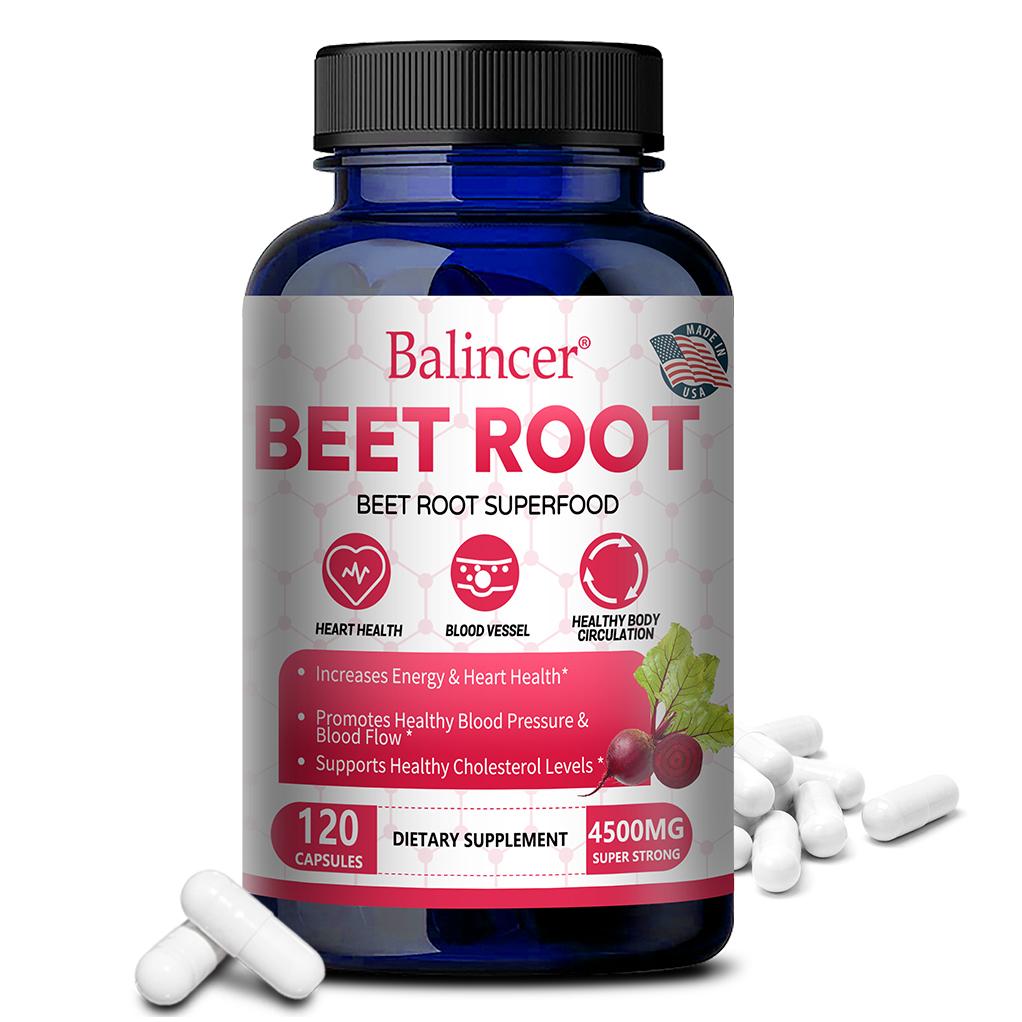 Beet Root Superfood 4500mg Capsules, Premium Nitric Oxide Booster Supplement for Heart Health, Blood Flow & Circulation 120PCS