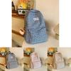 Checkered Letter Pattern Student Casual Backpack With Plush Pendant For Casual Travel
