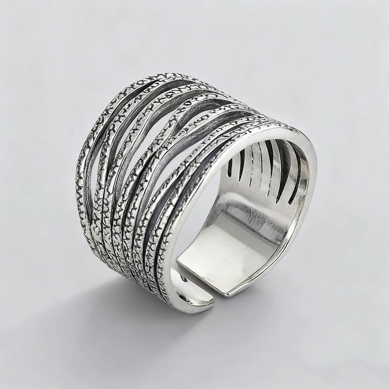 Foxanry Vintage Punk Finger Rings For Women Girl New Trendy Elegant Multilayer Geometry Handmade Birthday Party Jewelry Gifts