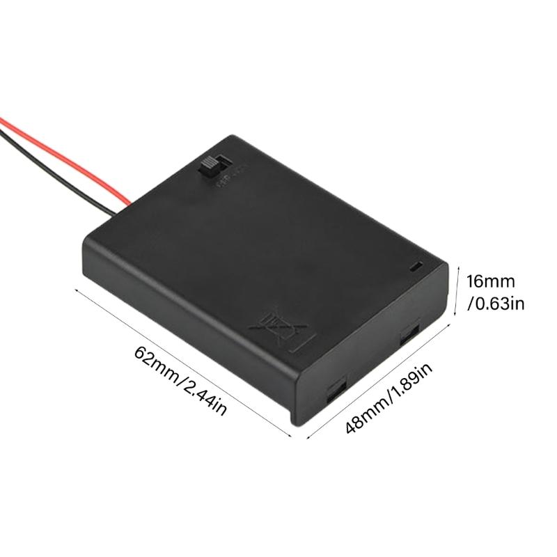 4Slot 3A Battery Holder with Spring Contacts and On Off Switcher for 6V Devices Color Wire Included