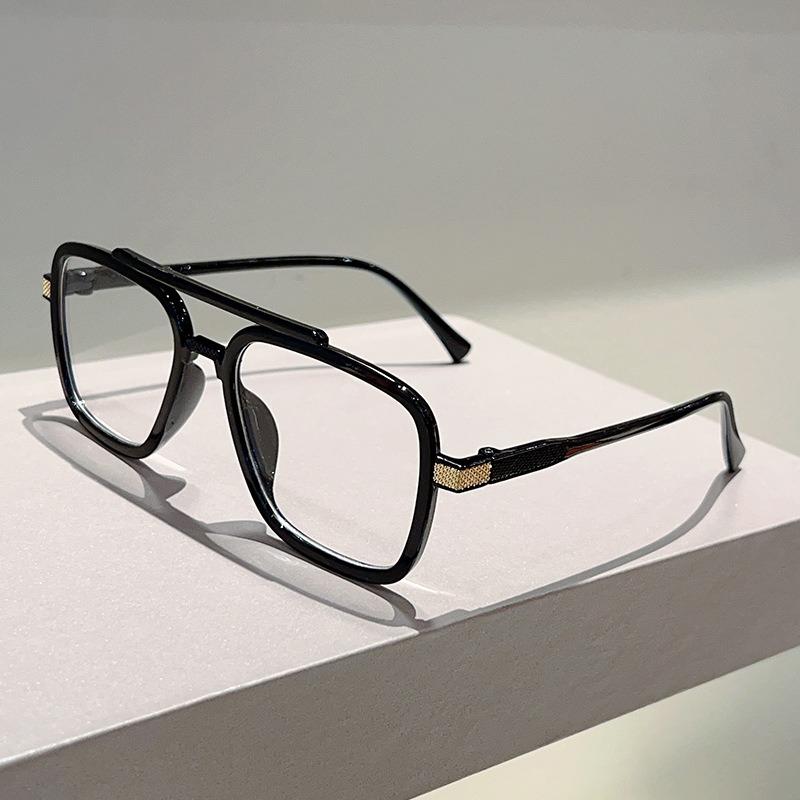 Non-polarized Vintage Punk Double Girder Large Square Frame Leisure Sunglasses Men Women Outdoor Travel Anti Strong Light Eyeglasses