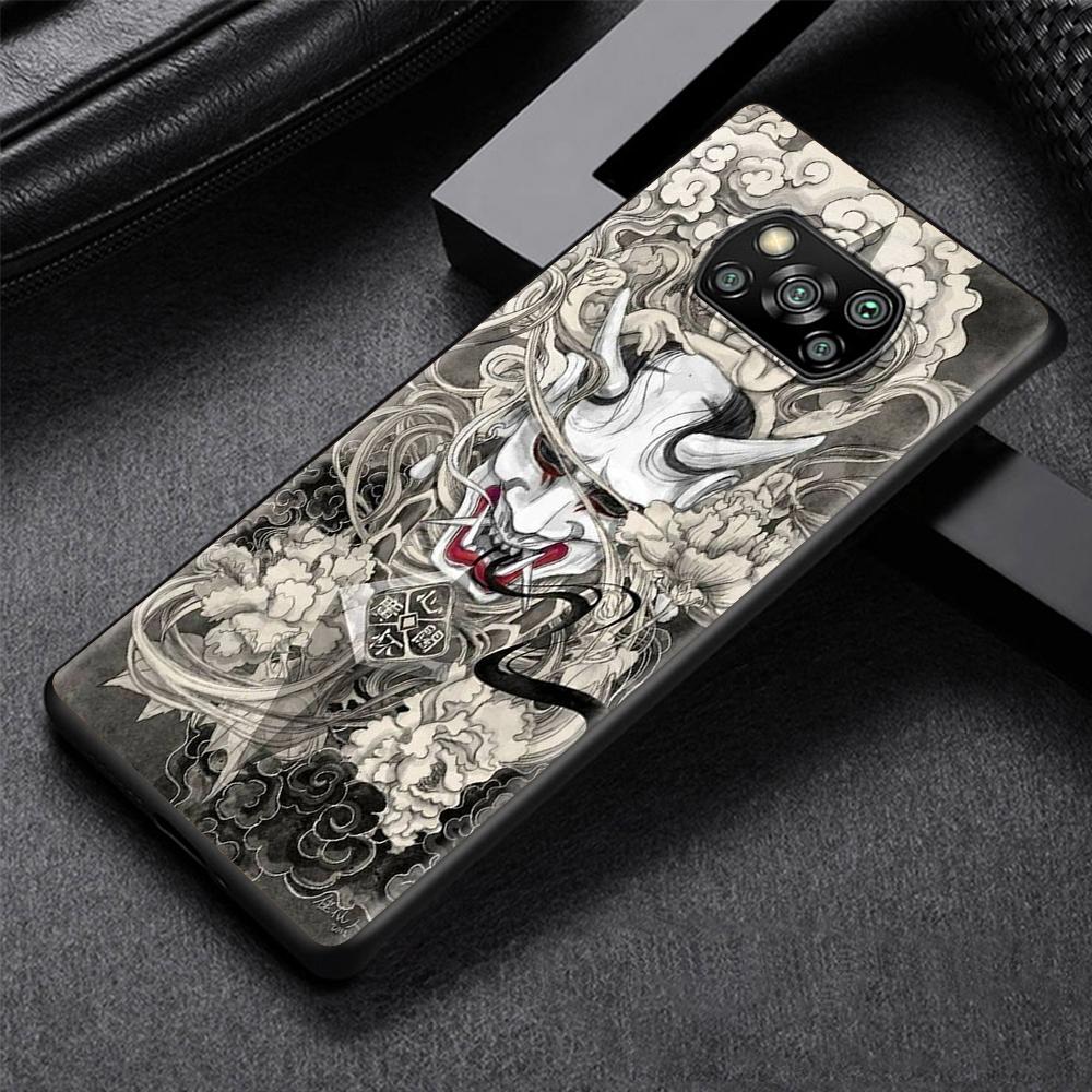 Fashion Samurai Demon Case for Xiaomi Poco X3 NFC M3 M4 Pocophone F1 F3 Redmi Note 9s 9 8 10 Pro Black Soft Phone Cover Coque