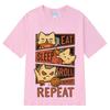 2026 Summer Cotton Tee Eat Sleep Roll Repeat Cat Graphic Unisex WOMEN Plus Size Loose Casual Hip Hop Streetwear Breathable Top