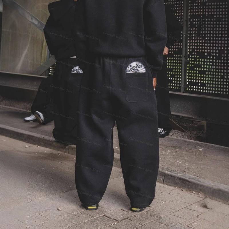 Mens Embroidered High-Stretch Cotton Jogger Pants Streetwear