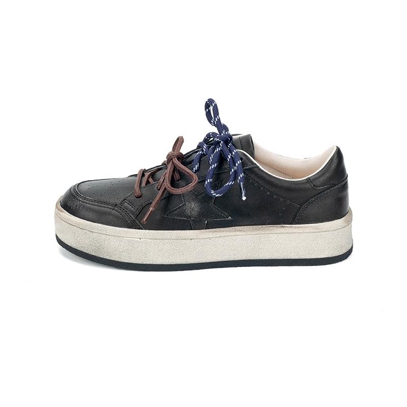 Cowhide version of the stars, retro little white shoes, old pairs of shoelaces, old small dirty shoes, casual sports board shoes, dirty shoes, women