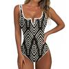 Women's Color-Blocked One-Piece swimsuit With A Sexy V-neck
