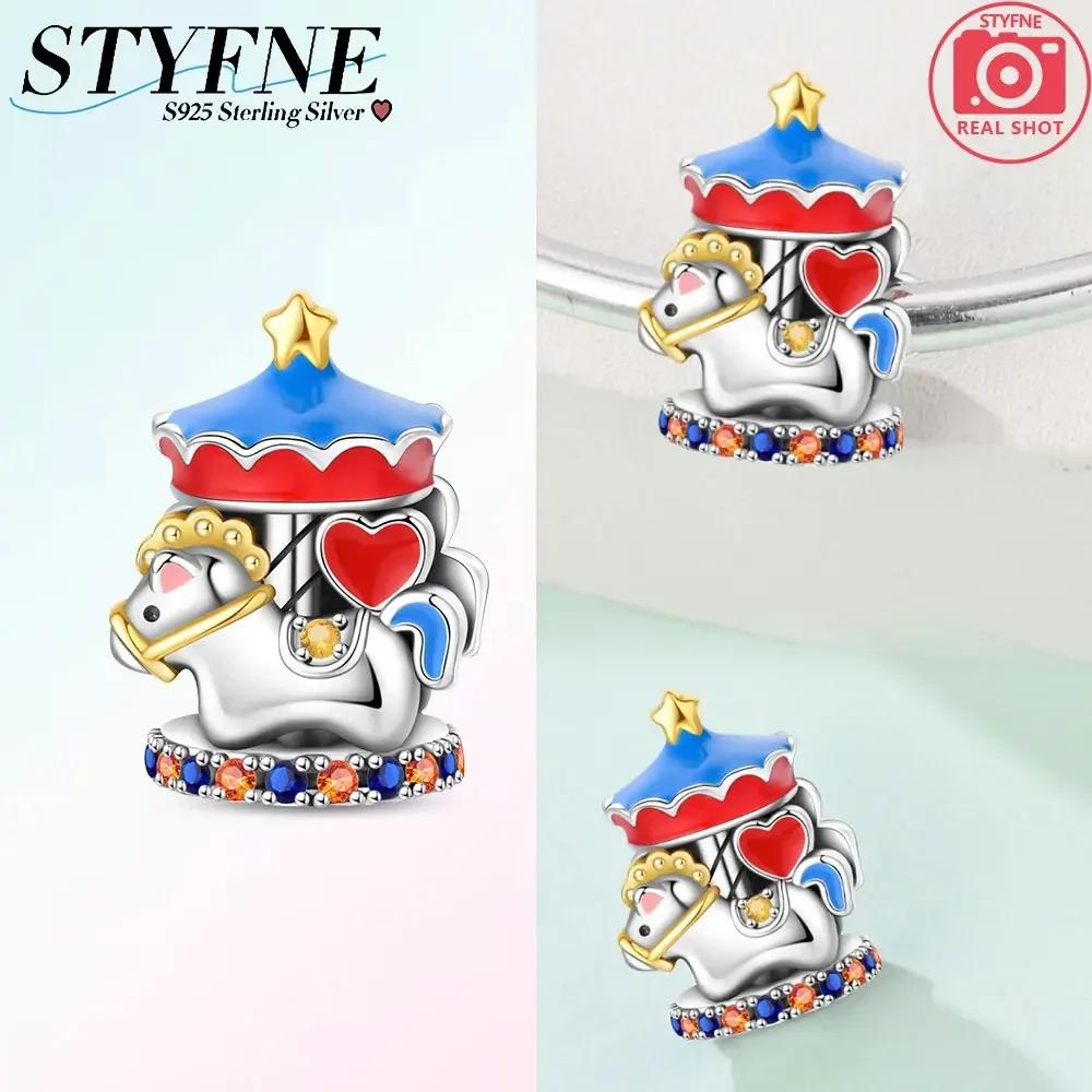 Exquisite Pink Color Charms Beads Copper Cute Girl Wonderland Unicorn Colour Heart Shape Pendant Fit Bangle Bracelet Jewelry