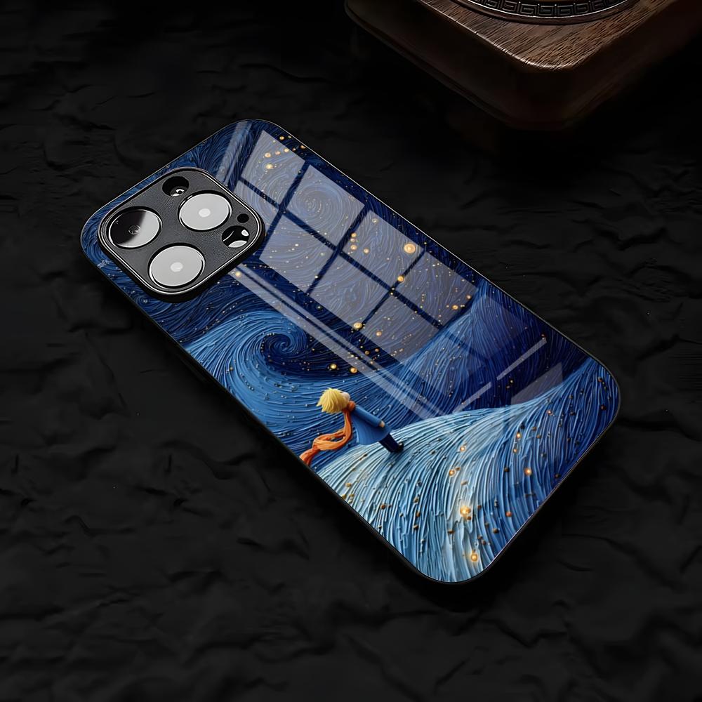 Little P-Prince And A F-fox Phone Case For IPhone 17 Air 16 E Pro Max 15 14 13 Mini 12 Pro 11 Max Plus Black Glass Cover
