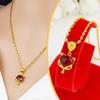 Vietnam Sand Gold Plated Red Fox Necklace with Simulated Gold Pendant - Women's Cute Fox Jewelry