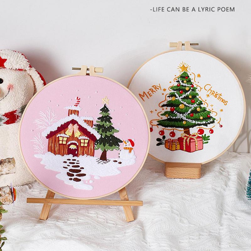 Christmas Cross Stitching Kits Merry Christmas DIY Kit with Patterns Instructions Embroidery Beginners Kit Needlepoint Kit