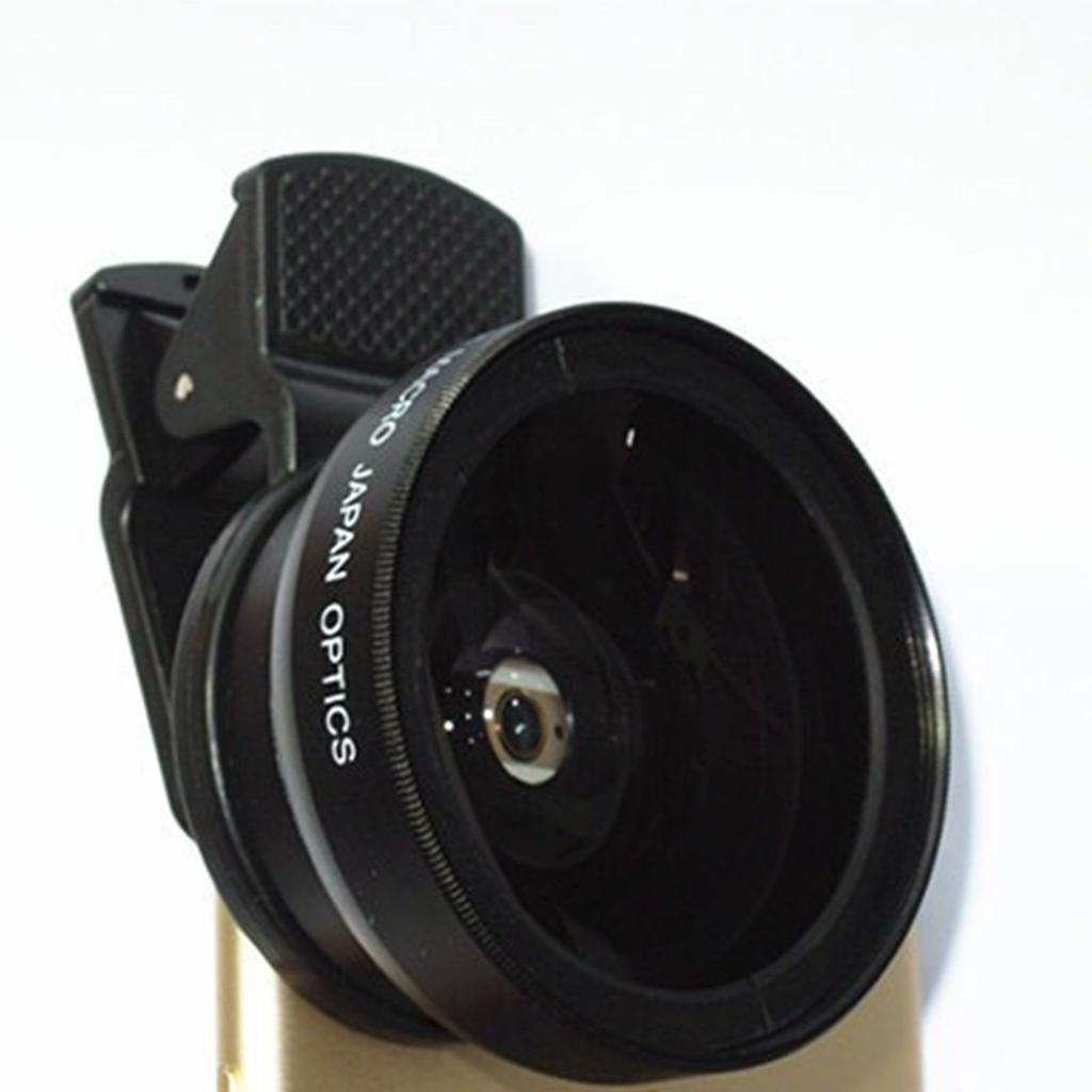Smartphone Lens Black 0.45X Optical Glass Phone Camera Macro and Wide Angle Lens for Live Broadcast