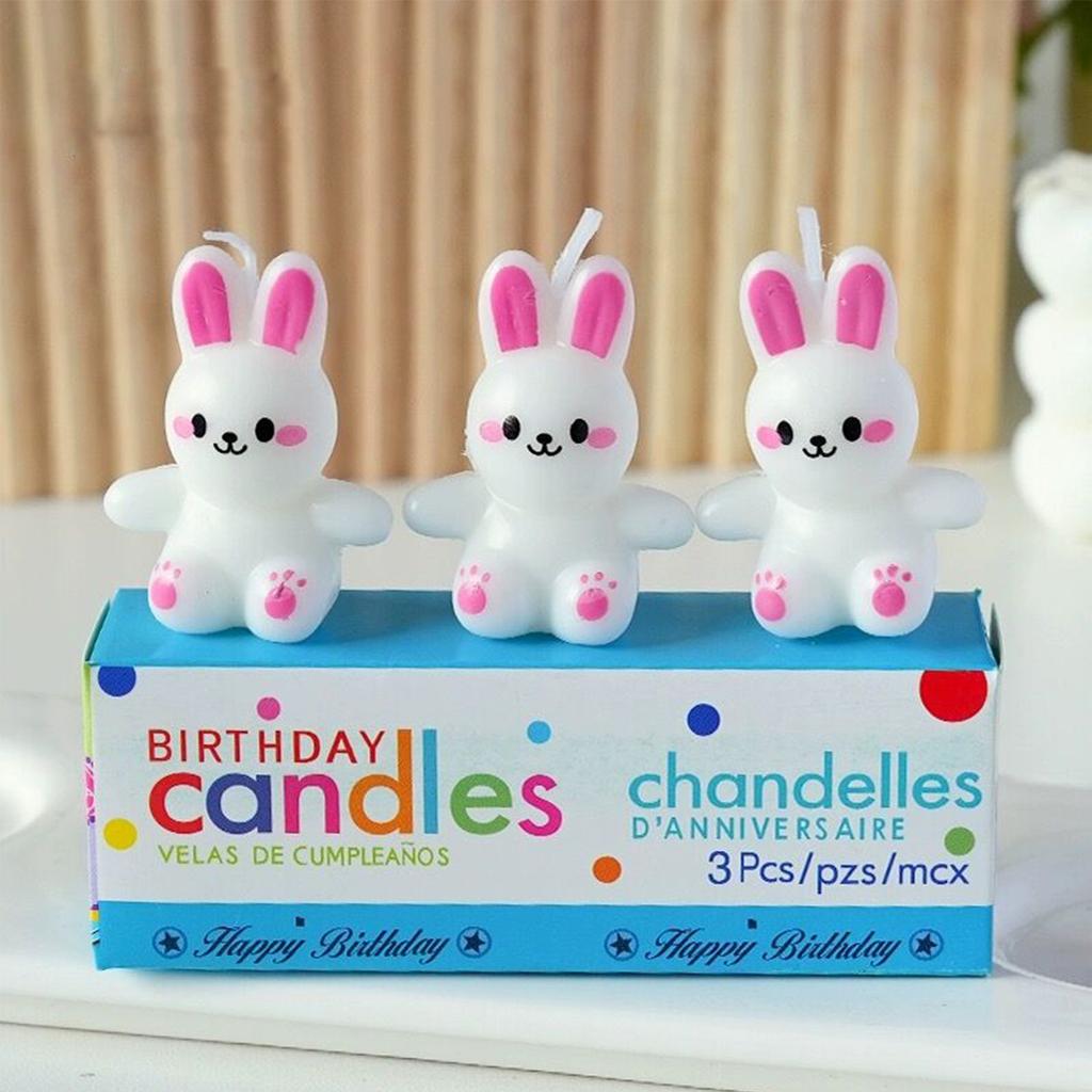 3D White & Pink Teddy Bear Birthday Candles Cake Topper Assorted CandlesBear Candle Cake Decorations Candles for Cake Decorative