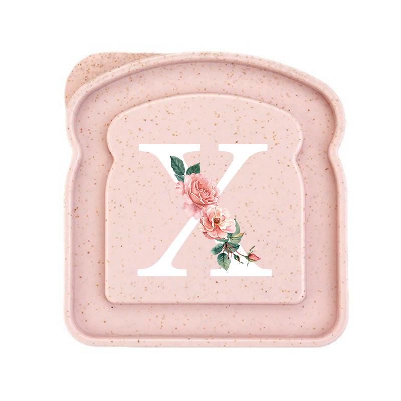 Initials Marked Toast Box Alphabet A-Z Reusable Sandwich Container Box Food Container Sealable Container Small Container