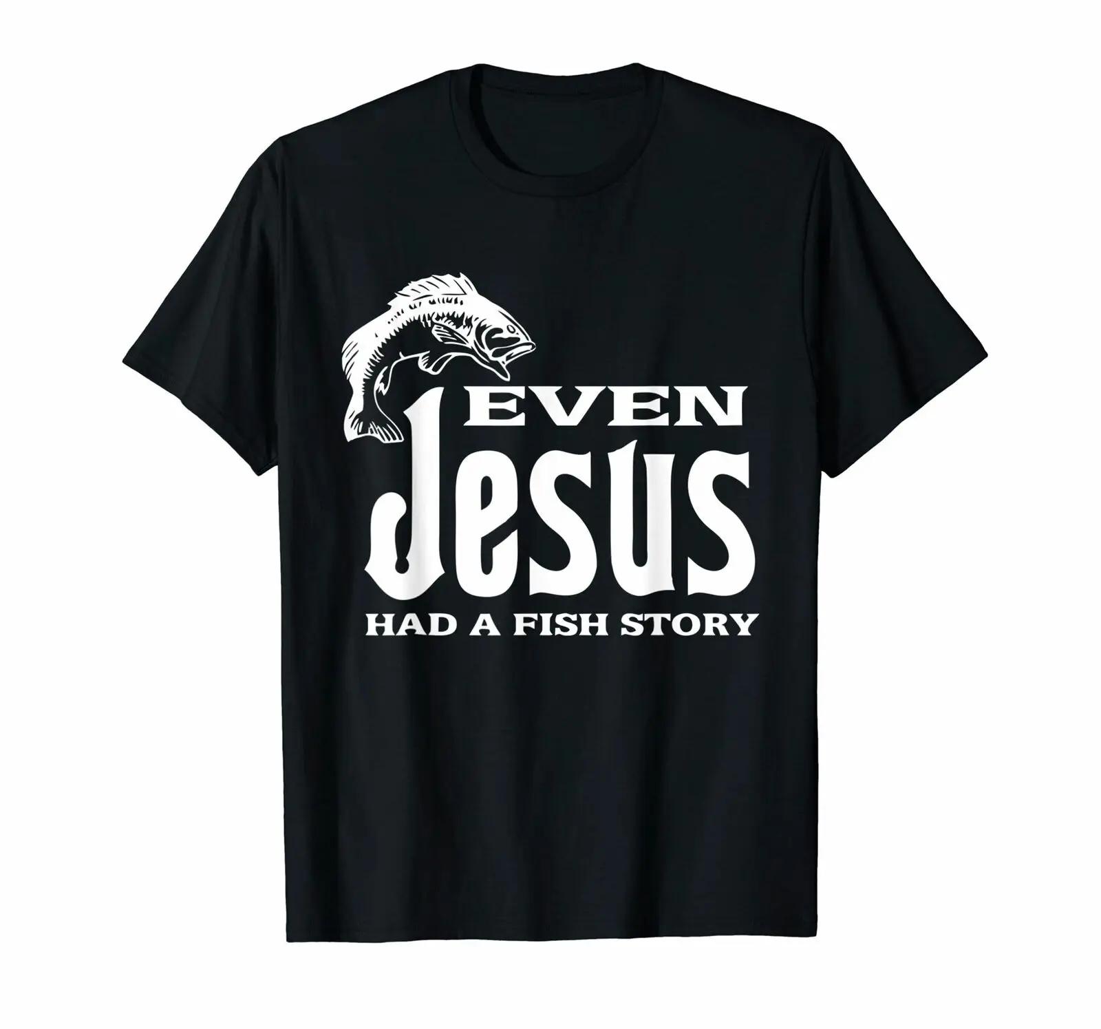 

Even Jesus Had A Fishings Story. Funny Christians Angler Gift T-Shirt 100% Cotton O-Neck Summer Short Sleeve Casual Mens T-sh... S разноцветный