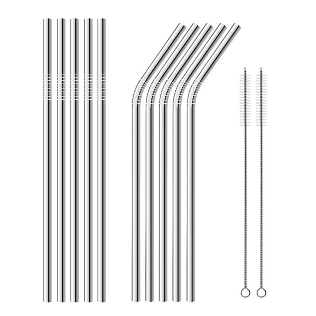 Stainless Steel Metal Drinking Straw Straight or Bent Tip For Juice Coffee Reusable Kitchen Tool