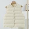 Women's Lightweight White Duck Down Vest - Warm, Versatile, Stand Collar, Autumn/Winter Fashion.