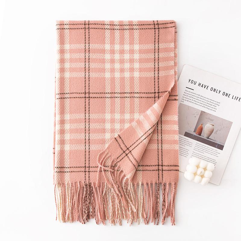 British double-sided plaid fringed scarf atmosphere winter new versatile white warm shawl couple scarf