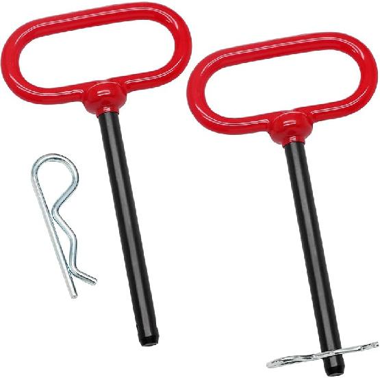 2Pcs Lawn Mower Trailer Hitch Pin 3/8 X 4 Inch Trailer Gate Pin, Heavy Duty Towing Hitch Pin With Rubber Coated, Garden Tractor Trailer Hitch Pin For