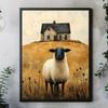 Rustic Sheep and Farmhouse Landscape Canvas Print – Unframed Wall Art with Pastoral Charm, Perfect for Living Room, Bedroom, or Office Decor